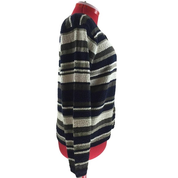 Reba Rose Striped Cardigan Sz L Cotton Like Acrylic Knit Boho Sweater Vtg USA - Picture 6 of 8